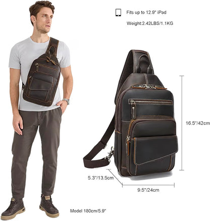 GOXILO | Men's Crossbody Bags Sling Bags Real Leather
