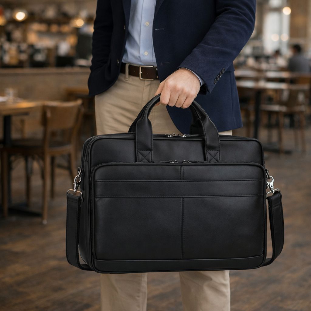 Classic Leather Bag for Laptop Men's Briefcase
