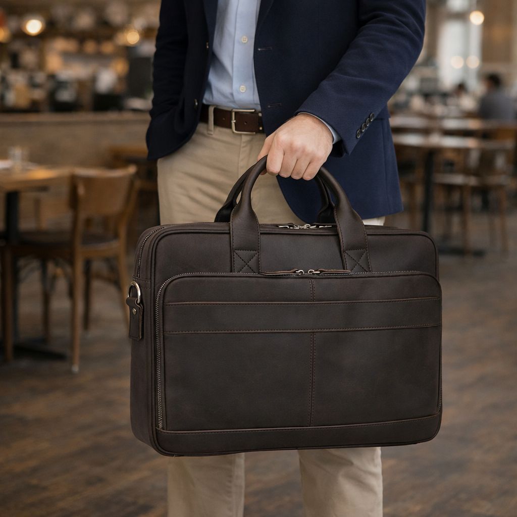 Classic Leather Bag for Laptop Men's Briefcase