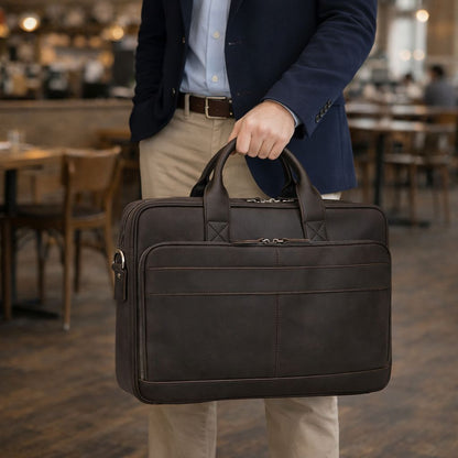 Classic Leather Bag for Laptop Men's Briefcase