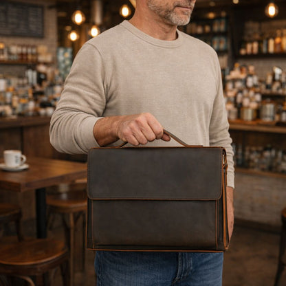 Cow Leather Male Computer Messenger Bag