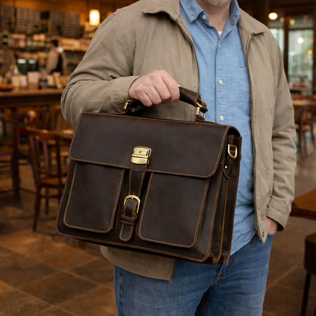 Leather Laptop Messenger Bag