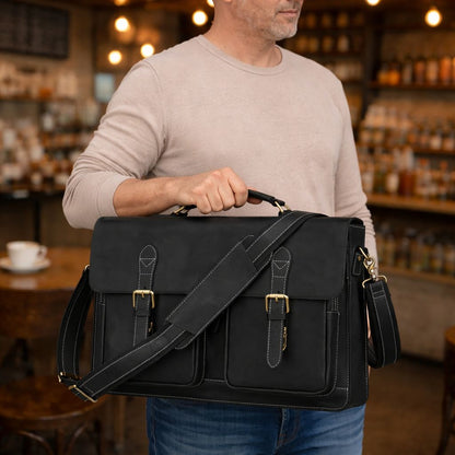 Men’s Leather Portfolio Messenger Bag
