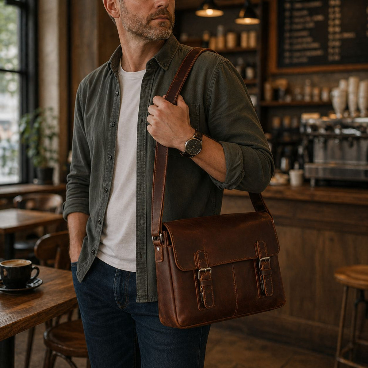 A4 Leather Messenger Bag