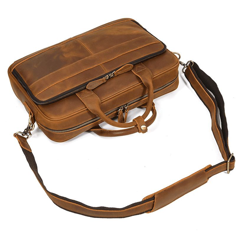 Classic Leather Bag for Laptop Men's Briefcase