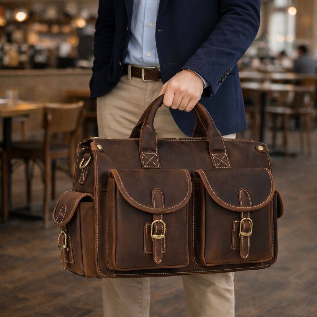 Full Grain Leather Mens Briefcase