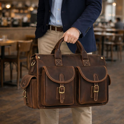 Full Grain Leather Mens Briefcase