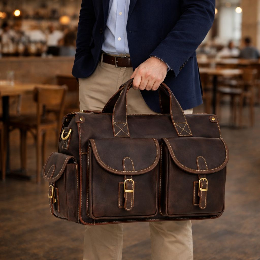 Full Grain Leather Mens Briefcase