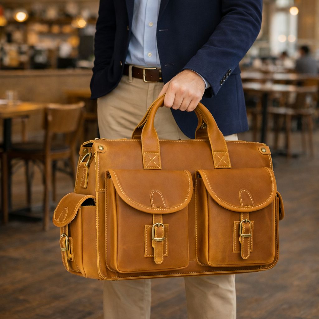 Full Grain Leather Mens Briefcase