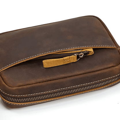 Men’s Full Grain Leather Mini Messenger Bag – Vintage Leather Crossbody Bag for Men, Compact Everyday Carry Shoulder Bag, Brown Leather EDC Bag