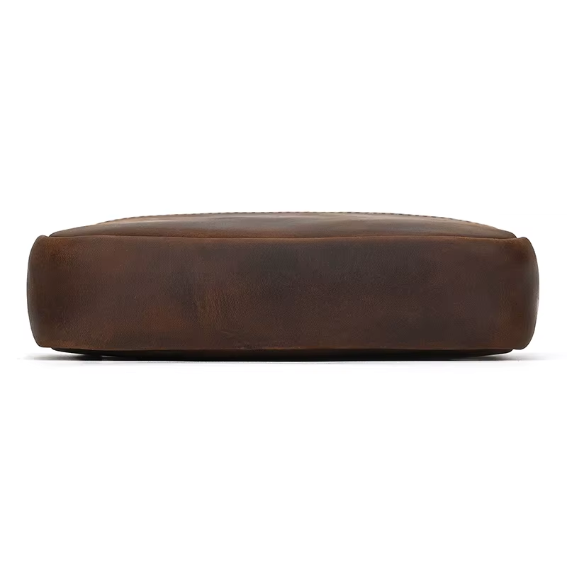 Men’s Full Grain Leather Mini Messenger Bag – Vintage Leather Crossbody Bag for Men, Compact Everyday Carry Shoulder Bag, Brown Leather EDC Bag