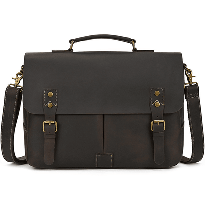 Male Soft Cow Leather Laptop Shoulder Bag