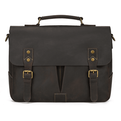 Male Soft Cow Leather Laptop Shoulder Bag