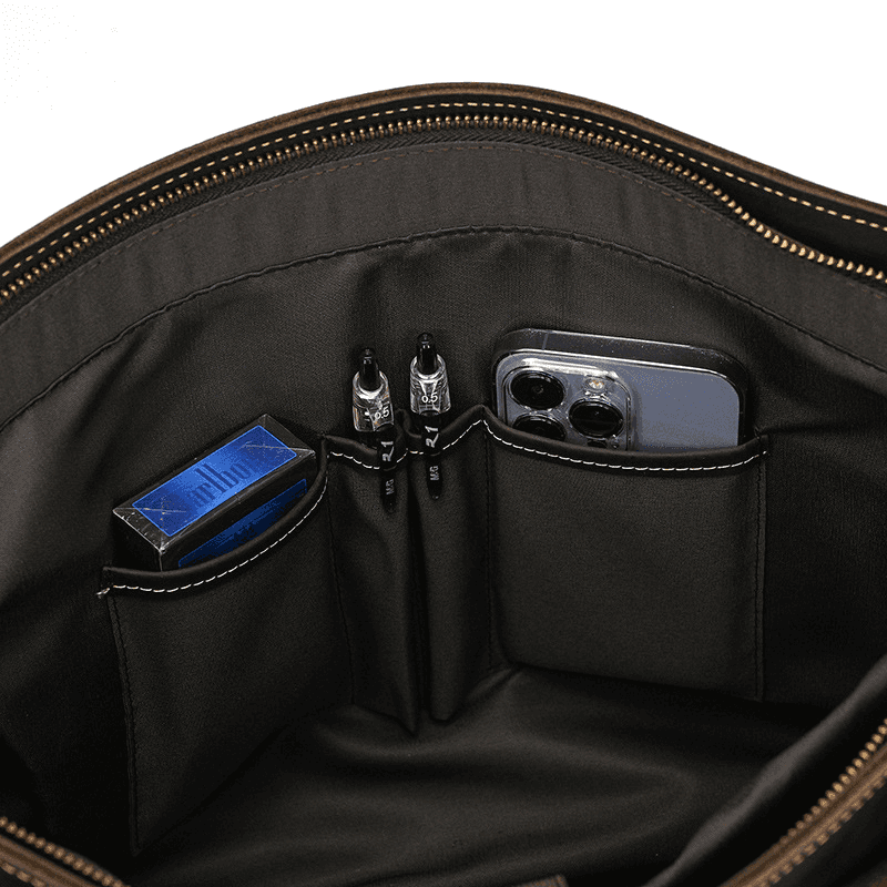 Male Soft Cow Leather Laptop Shoulder Bag