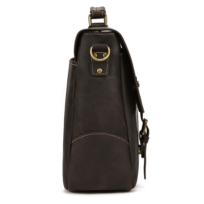 Male Soft Cow Leather Laptop Shoulder Bag