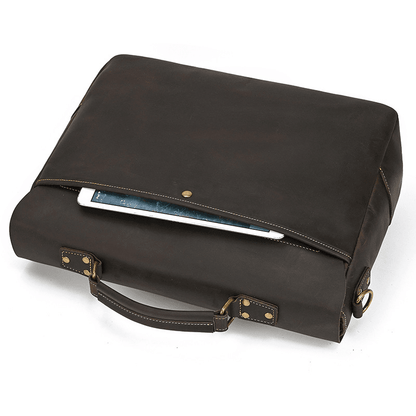 Male Soft Cow Leather Laptop Shoulder Bag