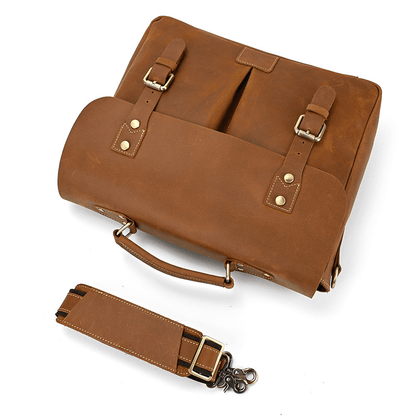Male Soft Cow Leather Laptop Shoulder Bag