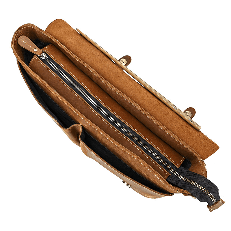 Male Soft Cow Leather Laptop Shoulder Bag