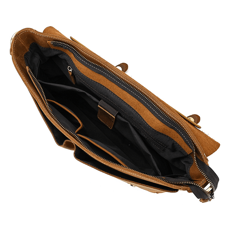 Male Soft Cow Leather Laptop Shoulder Bag