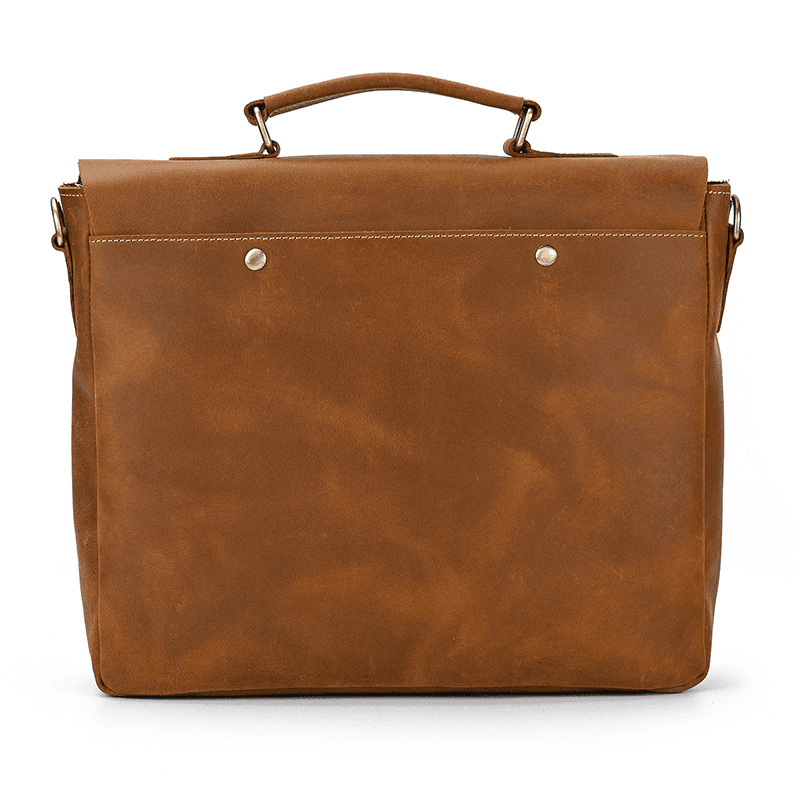 Male Soft Cow Leather Laptop Shoulder Bag