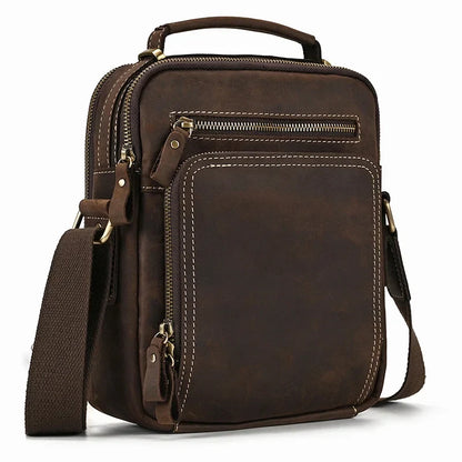Genuine Leather Messenger Bag for Men - 9.7" iPad Crossbody Shoulder Bag