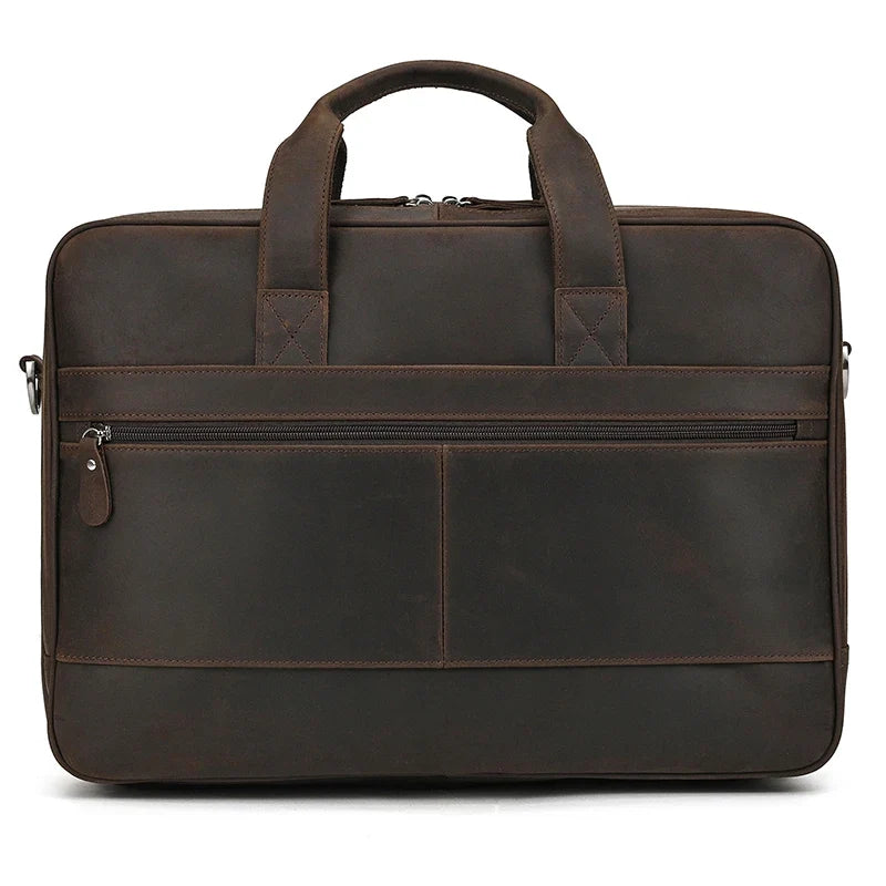 17 inch Laptop Cowhide Male Tote Big Briefcase
