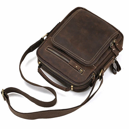 Genuine Leather Messenger Bag for Men - 9.7" iPad Crossbody Shoulder Bag
