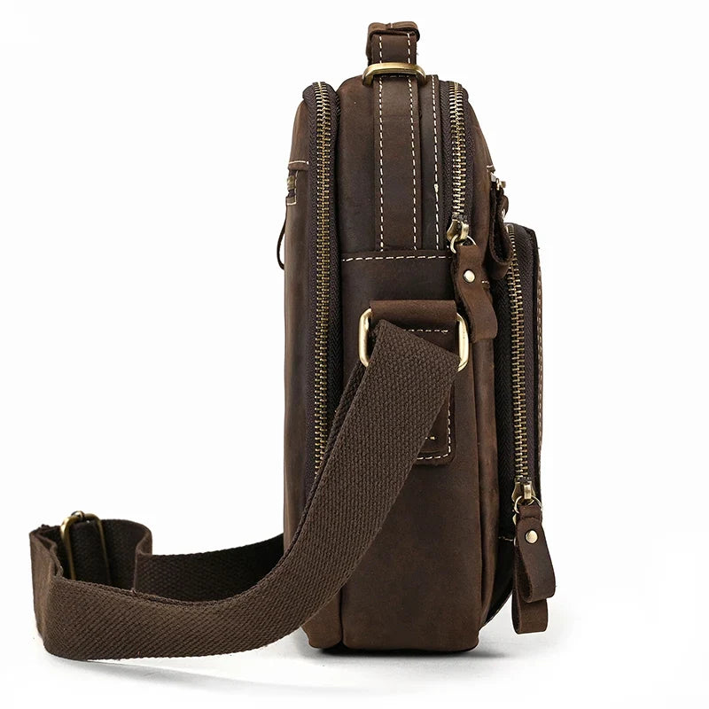 Genuine Leather Messenger Bag for Men - 9.7" iPad Crossbody Shoulder Bag