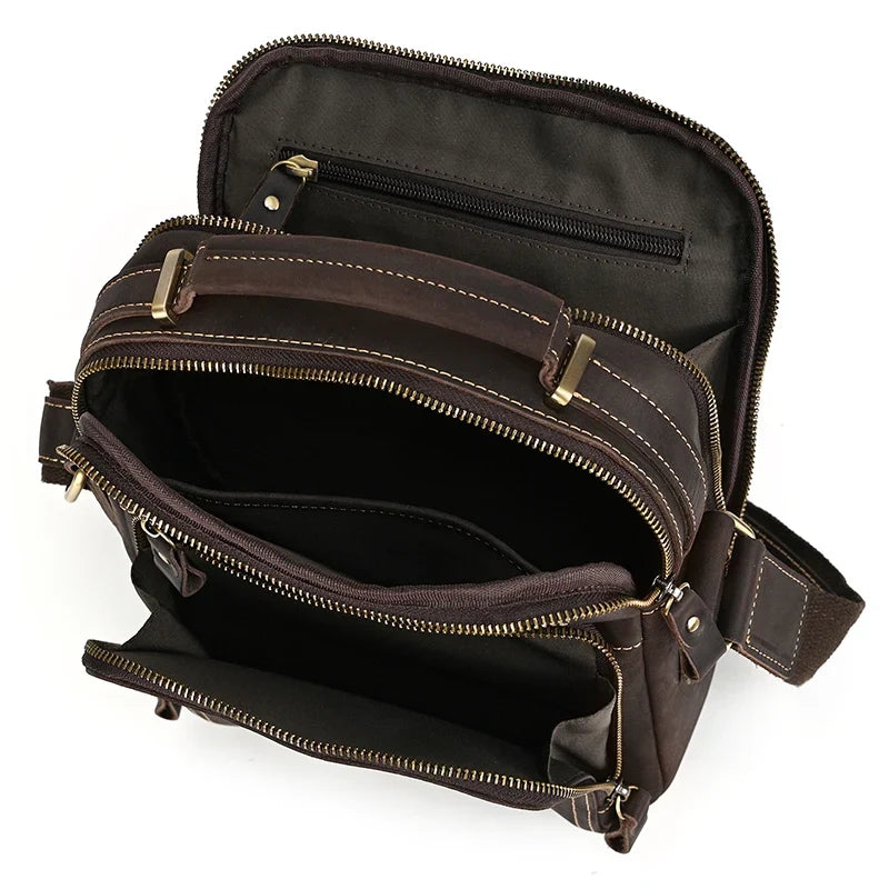 Genuine Leather Messenger Bag for Men - 9.7" iPad Crossbody Shoulder Bag