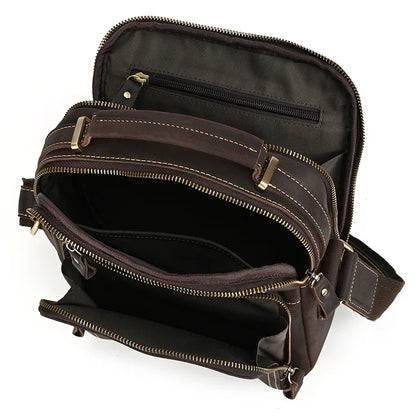 Genuine Leather Messenger Bag for Men - 9.7" iPad Crossbody Shoulder Bag