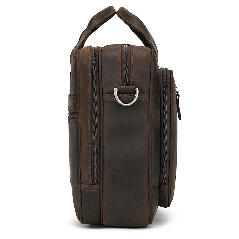 17 inch Laptop Cowhide Male Tote Big Briefcase
