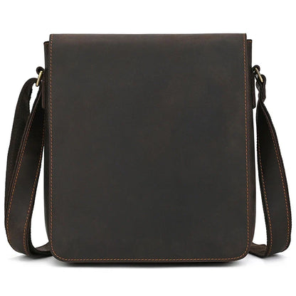 Handmade Mens Brown Leather Messenger Bag