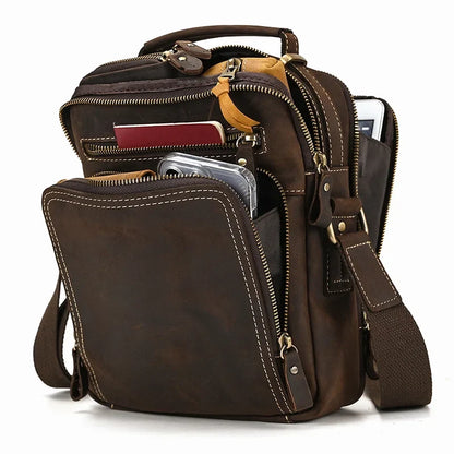 Genuine Leather Messenger Bag for Men - 9.7" iPad Crossbody Shoulder Bag