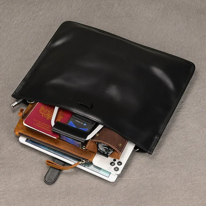 Genuine Leather Zipper Briefcase