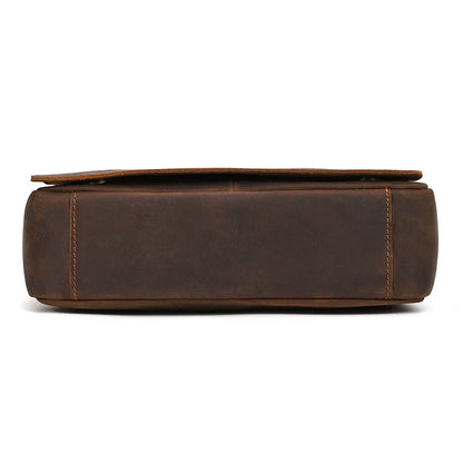 Handmade Mens Brown Leather Messenger Bag