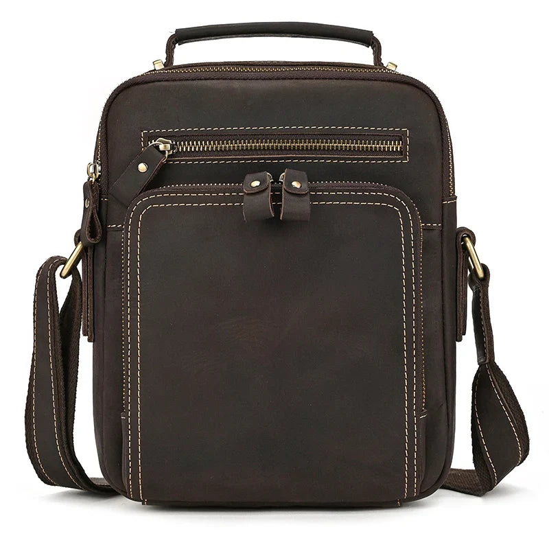 Genuine Leather Messenger Bag for Men - 9.7" iPad Crossbody Shoulder Bag