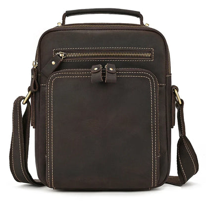 Genuine Leather Messenger Bag for Men - 9.7" iPad Crossbody Shoulder Bag