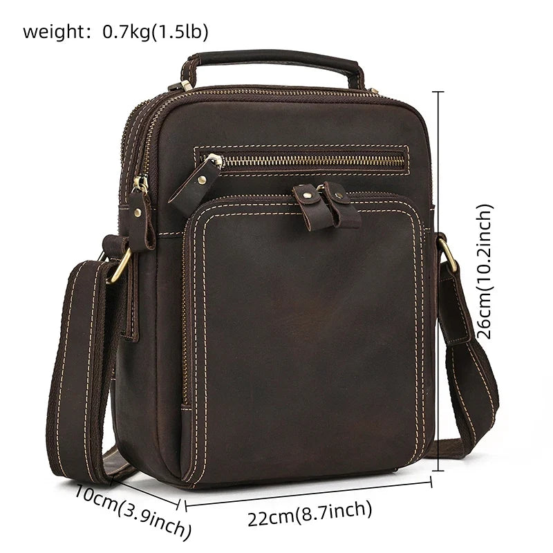 Genuine Leather Messenger Bag for Men - 9.7" iPad Crossbody Shoulder Bag