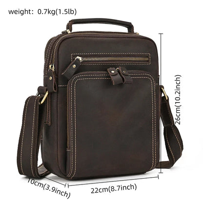 Genuine Leather Messenger Bag for Men - 9.7" iPad Crossbody Shoulder Bag