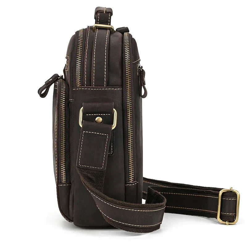 Genuine Leather Messenger Bag for Men - 9.7" iPad Crossbody Shoulder Bag