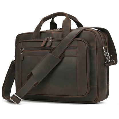 17 inch Laptop Cowhide Male Tote Big Briefcase