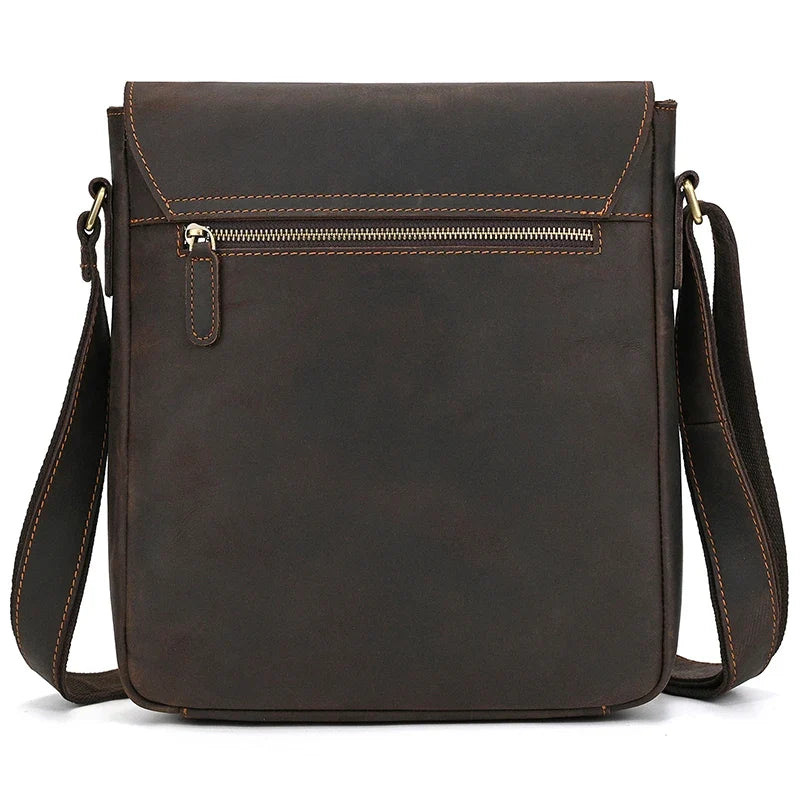 Handmade Mens Brown Leather Messenger Bag