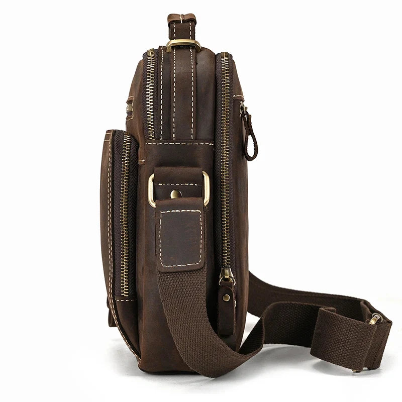 Genuine Leather Messenger Bag for Men - 9.7" iPad Crossbody Shoulder Bag