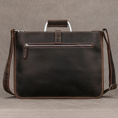 Genuine Leather Zipper Briefcase