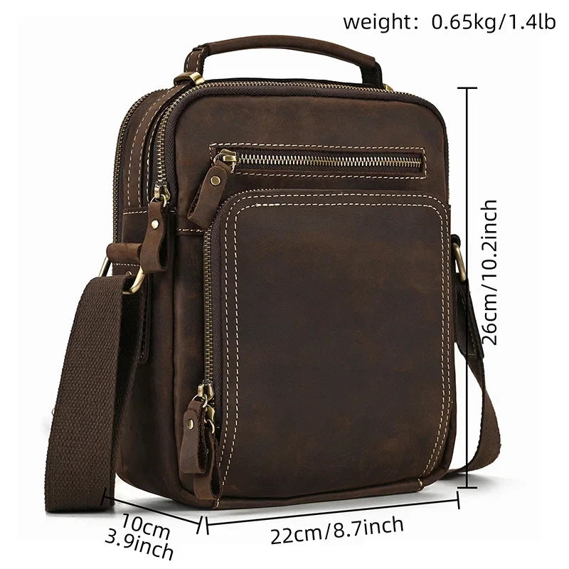 Genuine Leather Messenger Bag for Men - 9.7" iPad Crossbody Shoulder Bag