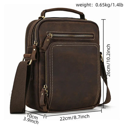 Genuine Leather Messenger Bag for Men - 9.7" iPad Crossbody Shoulder Bag