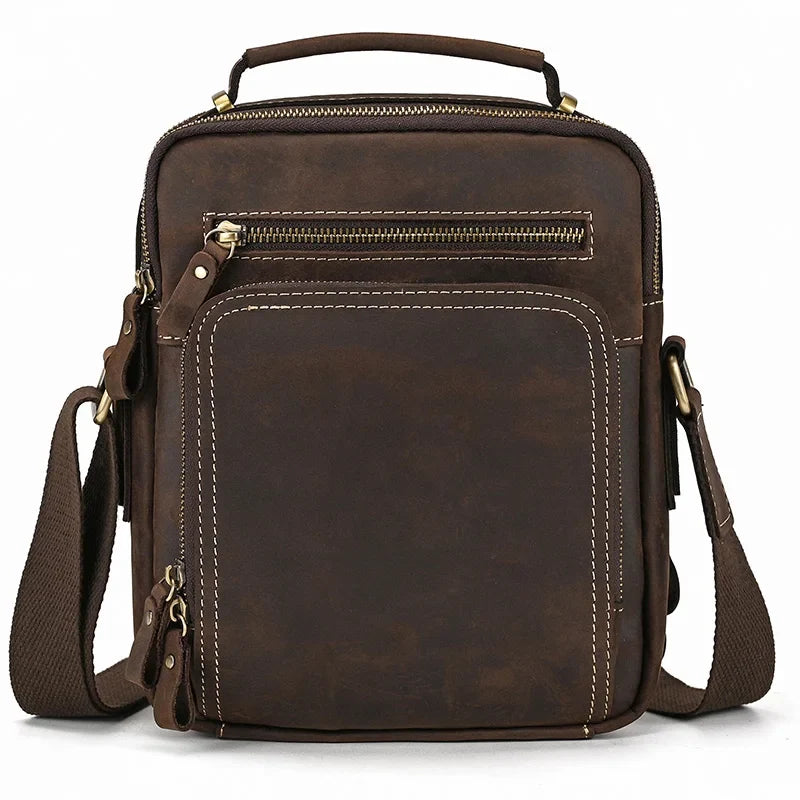 Genuine Leather Messenger Bag for Men - 9.7" iPad Crossbody Shoulder Bag