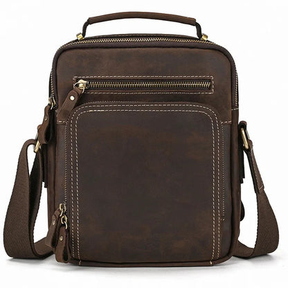 Genuine Leather Messenger Bag for Men - 9.7" iPad Crossbody Shoulder Bag